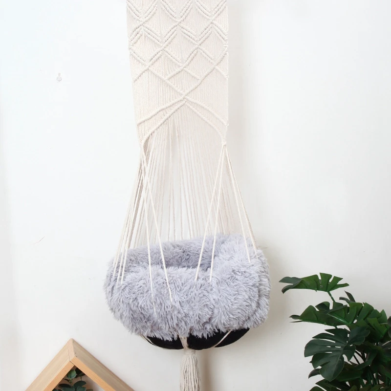 Cat Swing Cage Handmade Macrame Pets Pet House Cats Hanging Sleep Chair Seats Toy Four Seasons Available(No Litter) | Дом и сад