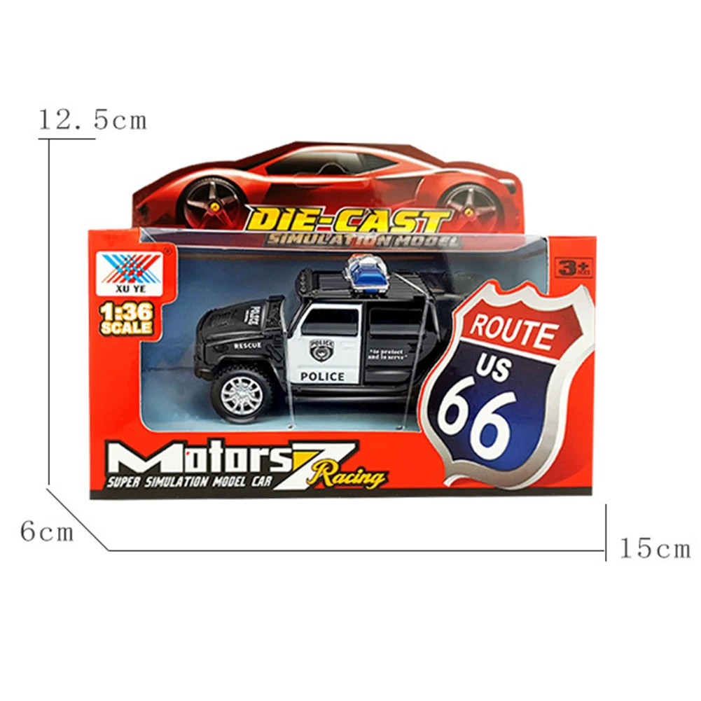

1/36 Simulation Siren Police Model Toy Car Alloy Die Cast Metal Pull Back Sound Light Pull Back Model Toys For Children