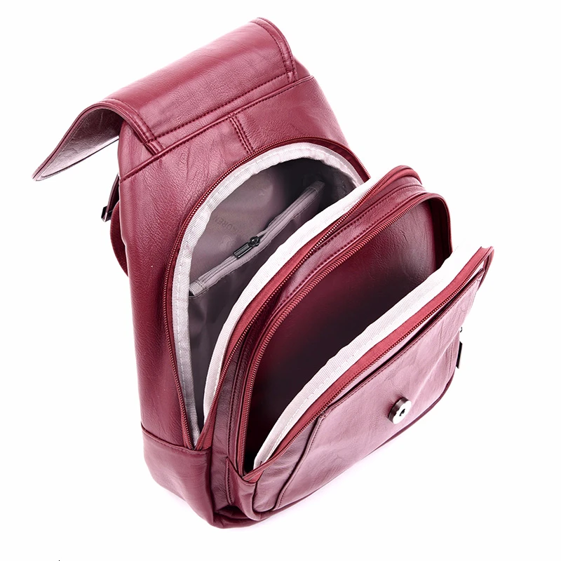 Женский кожаный рюкзак 2019 школьный однотонный дорожный винтажный