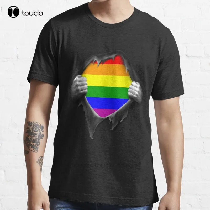 

Хлопковая мужская футболка, с надписью «Gay Pride», с изображением ЛГБТ-радуги