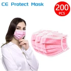 Маска одноразовая розовая для лица, 10-500 шт., из нетканого материала