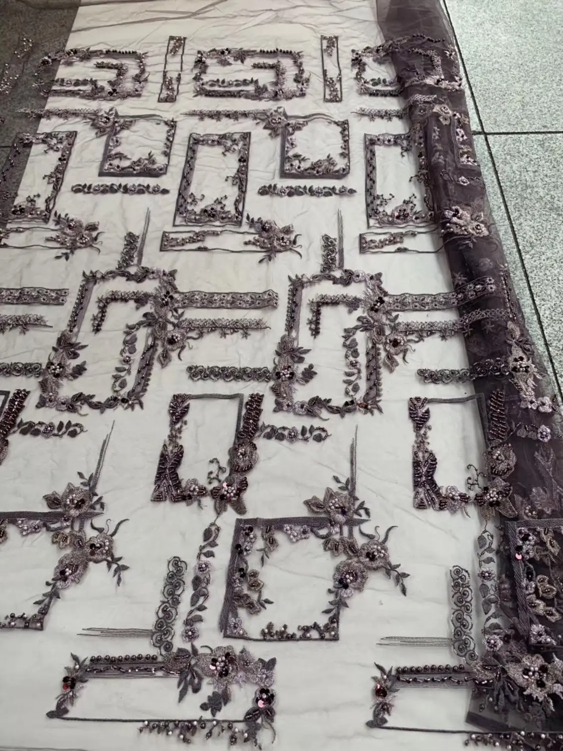 Кружевная ткань из тюля с 3D бусинами в африканском стиле 2018 г. французская