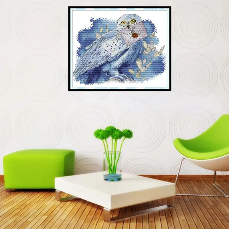 

Owl DIY Handmade Needlework Counted 14CT Printed Cross Stitch Embroidery Kit Set Home Decoration E56C