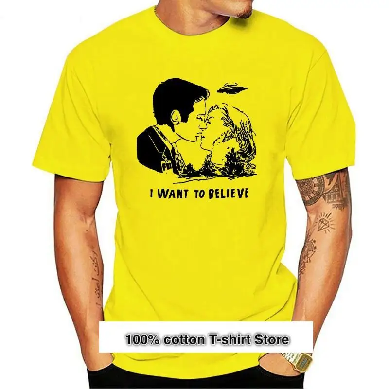 

Camiseta de X-FILES para hombre, camisa de manga corta con estampado "I Want to Believe", estilo OVNI, hip hop, de verano