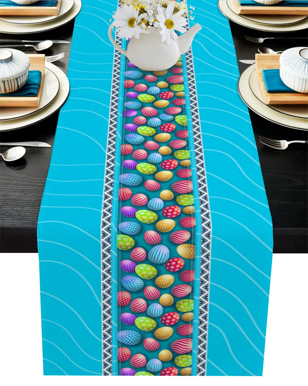 

Easter Eggs Geometric Figures Table Runner Wedding Table Decoration Home Decor Kitchen Table Runners And Placemats