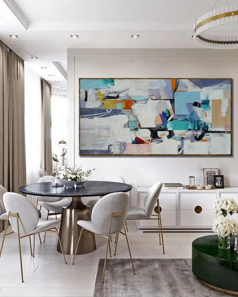 Goedkoop Abstract Canvas Kunst Grote Wall Art Kleurrijke Moderne Brush Stroke Oversize Panoramisch Brede Abstract Acryl Schilderen Home Decor Olie
