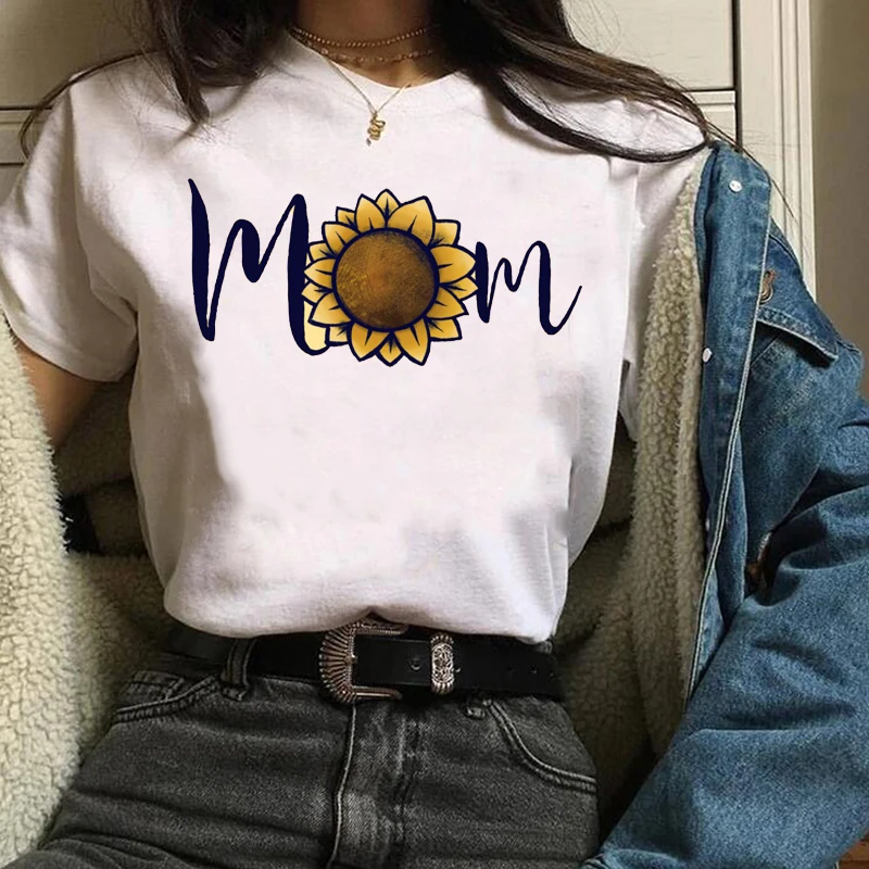 Женские футболки топы графический цветок мама письмо лето осень одежда с принтом