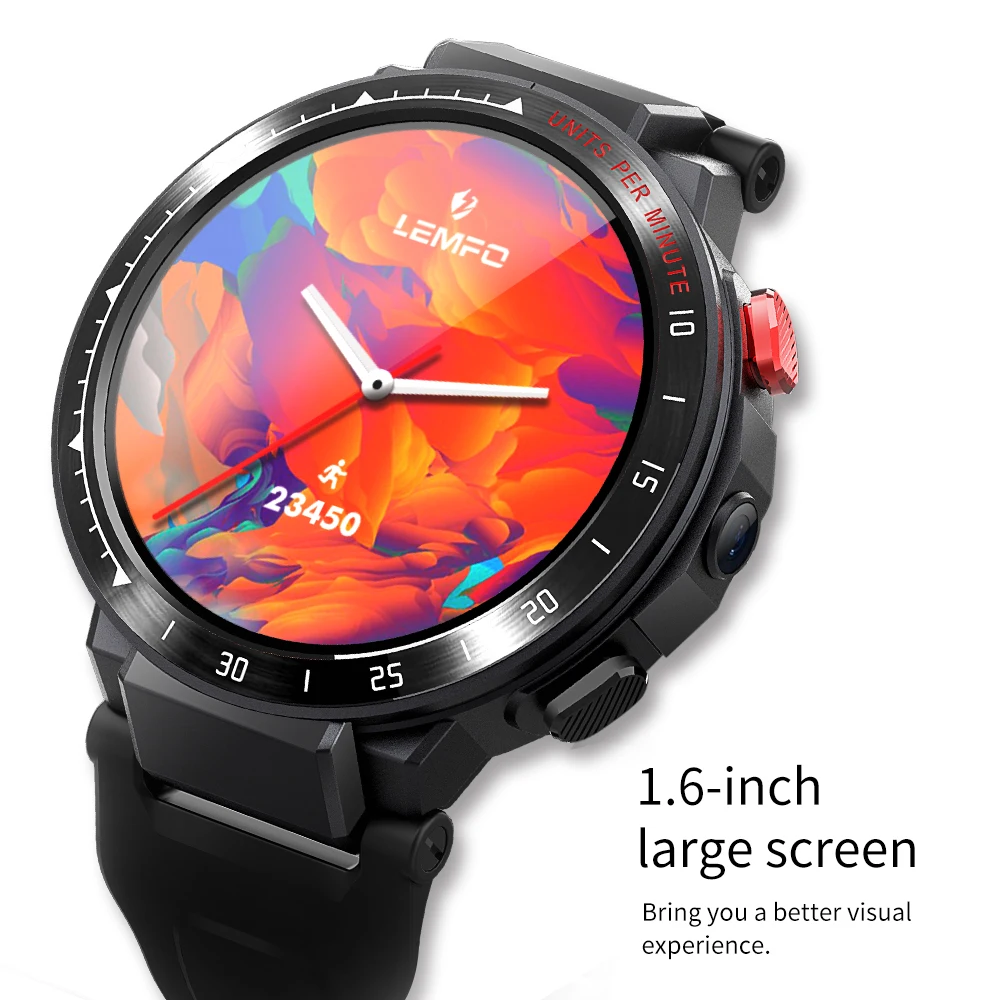 

LEMFO LES4 4G Smart Watch 2020 Android 7.1 Smart Watch Men 1.6 inch Big Screen 1G RAM 16G ROM Smartwatch with Sim card GPS