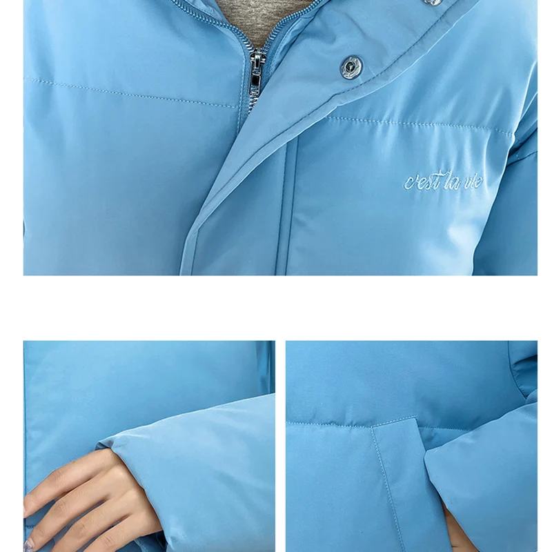 Parkas Women 2021 New Streetwear Casual Zipper Women's Winter Coat Overcoat Polyester Black Basic Autumn Jacket Clothing Female