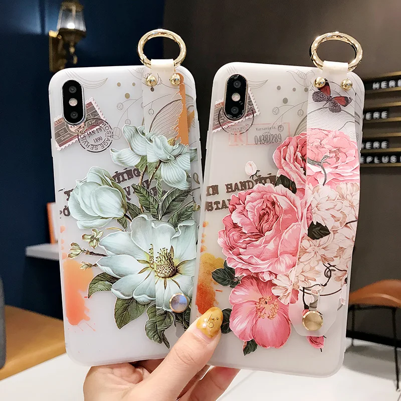 Чехол-держатель для телефона iphone X Xs чехол Max XR 11 Pro 7 8 6 6s plus цветок Мягкий ТПУ