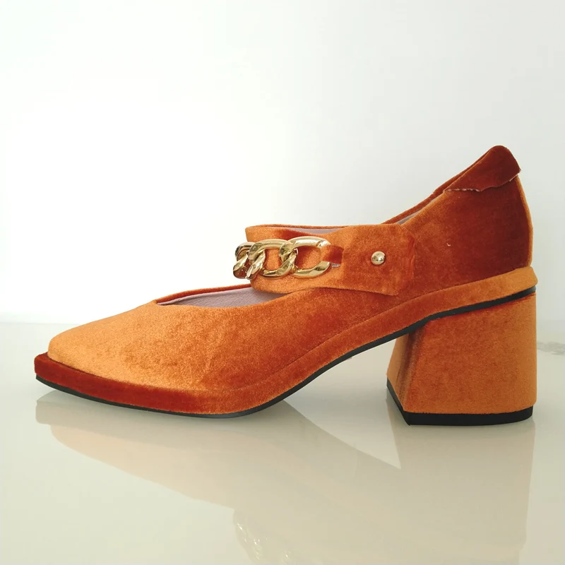 Light Khaki HZXINLIVE/бархатные туфли Mary Jane; туфли-лодочки с украшением в виде цепочек; женская обувь; туфли-лодочки с острым носком на высоком каблуке; женская обувь на высоком каблуке - Цвет: Light Khaki