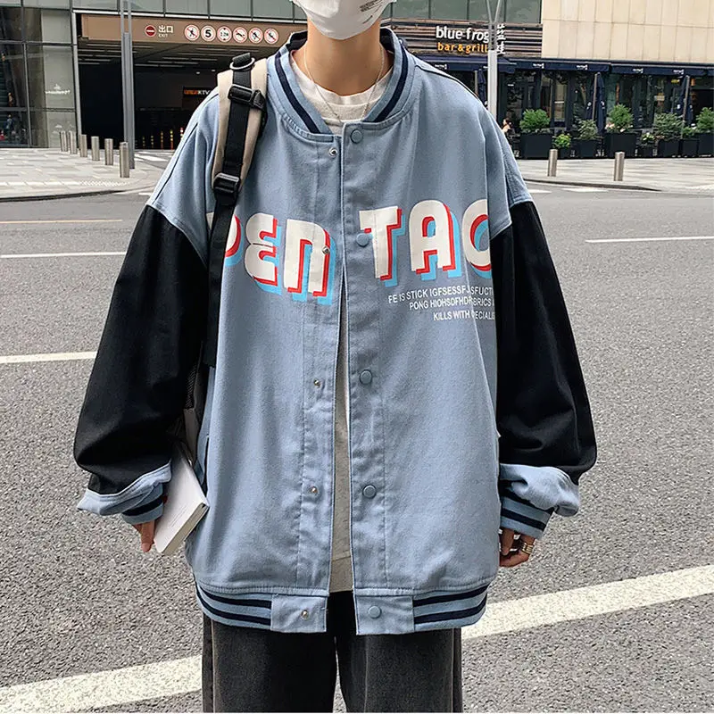 

Мужская куртка с длинным рукавом, теплая бейсбольная униформа в Корейском стиле, свободный свитер в стиле хип-хоп, новинка зимы 2021