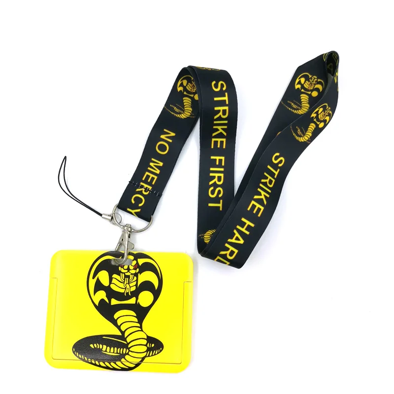 

Snake Cobra Kai Lanyard Credit Card ID Holder Bag Student Women Travel Card Cover Badge Car Keychain Decorations