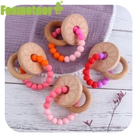 fosmeteor beech wooden flowers bpa free teething bracelet wooden beech animal teether rattle toy suitable for baby teething gift