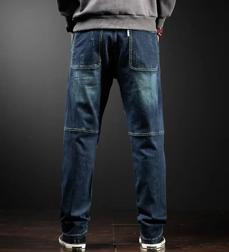 Fall/winter Men Jeans Distressed Male Loose Straight High Quality Denim Pants Men's Baggy Jeans Large Size 42 44