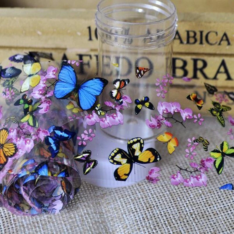 1 бутылка для дизайна ногтей Наклейка на кончик дизайн DIY цветок Слива бабочка