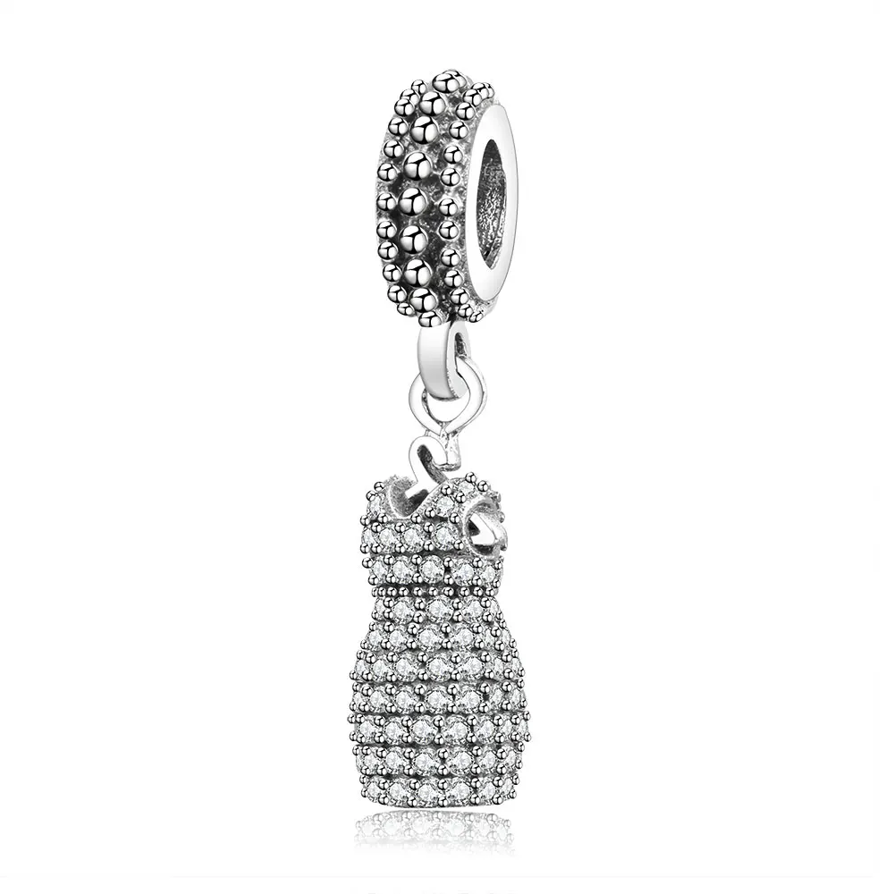 

Fits Original Pandora Charm Bracelet DIY Jewelry Making Berloque 925 Sterling Silver Pave Dazzling CZ Dress Dangle Charms Beads