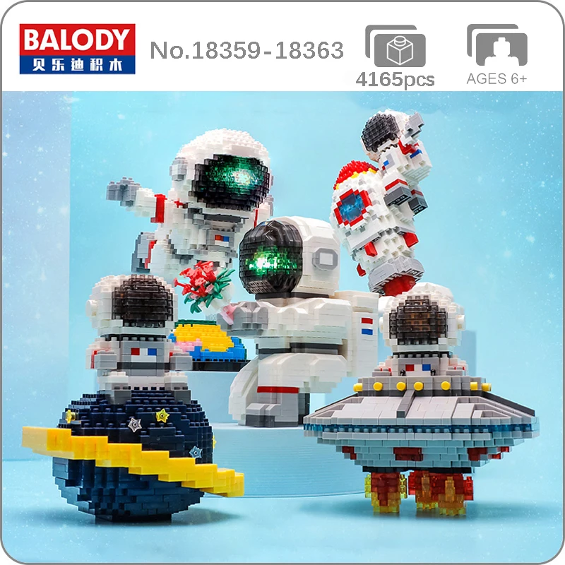 Balody Space Astronaut Spaceman UFO Fly Rocket Earth Star Flower DIY Mini Diamond Blocks Bricks Building Toy for Children no Box