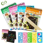 Скретч-бумага для рисования детей, 6 шт.компл., для самостоятельного рисования, волшебных цветов, радужных открыток и трафарет для граффити детских игрушек для рисования ZXH