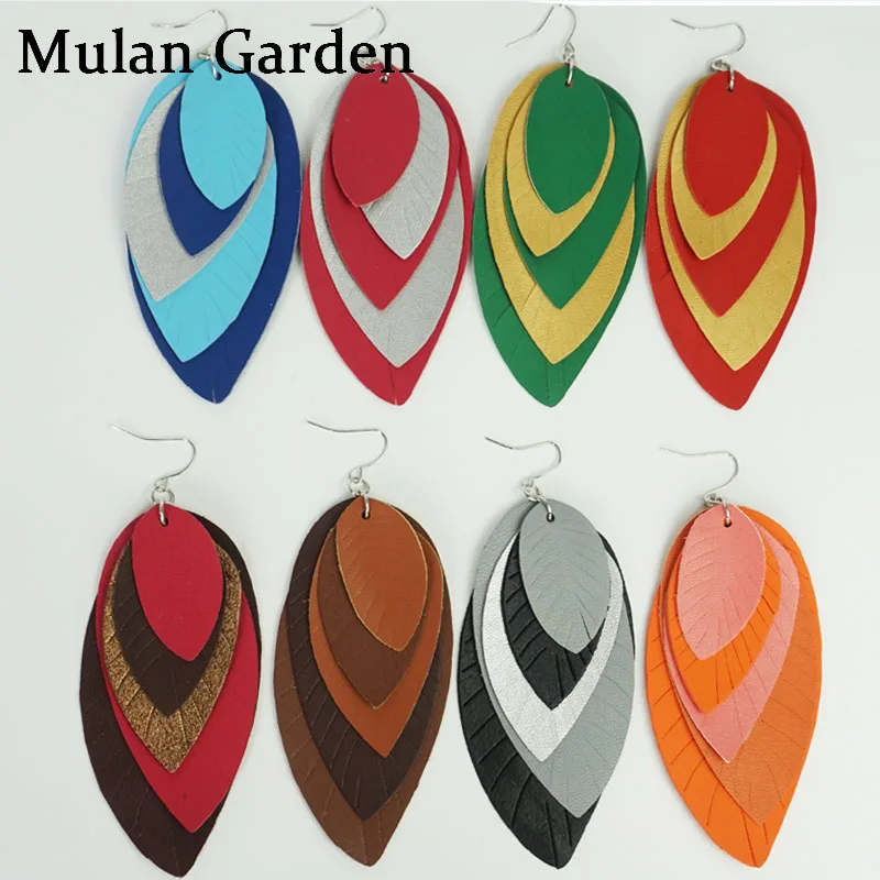 Женские серьги M & G большие 5 слойные модные из искусственной кожи украшения