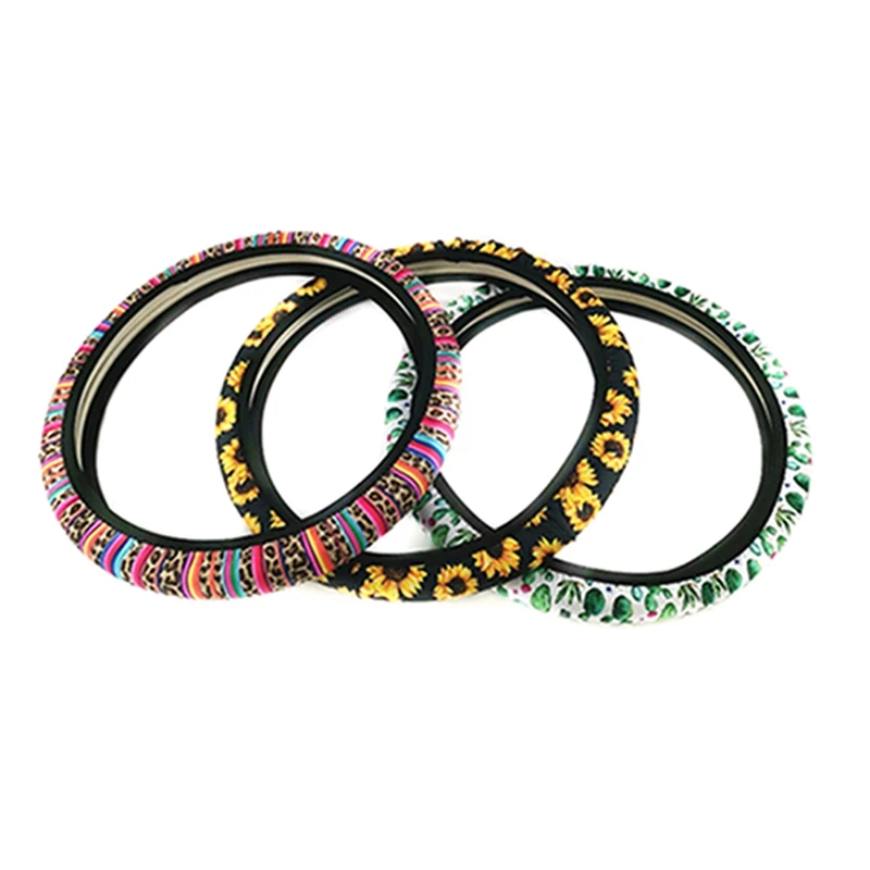 Всесезонный чехол рулевого колеса автомобиля с принтом подсолнуха этнический