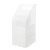 desktop plastic transparent frosted white finishing box dressing table shelf drawer cosmetic storage box set