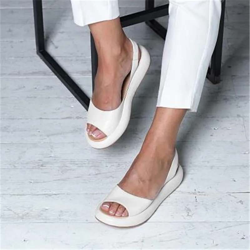 

Women Flat Summer Sandals Woman Peep Toe Female PU Fashion Summer Shoes 2020 NEW Comfortable Plus Size Shoes Women Zapatos Mujer