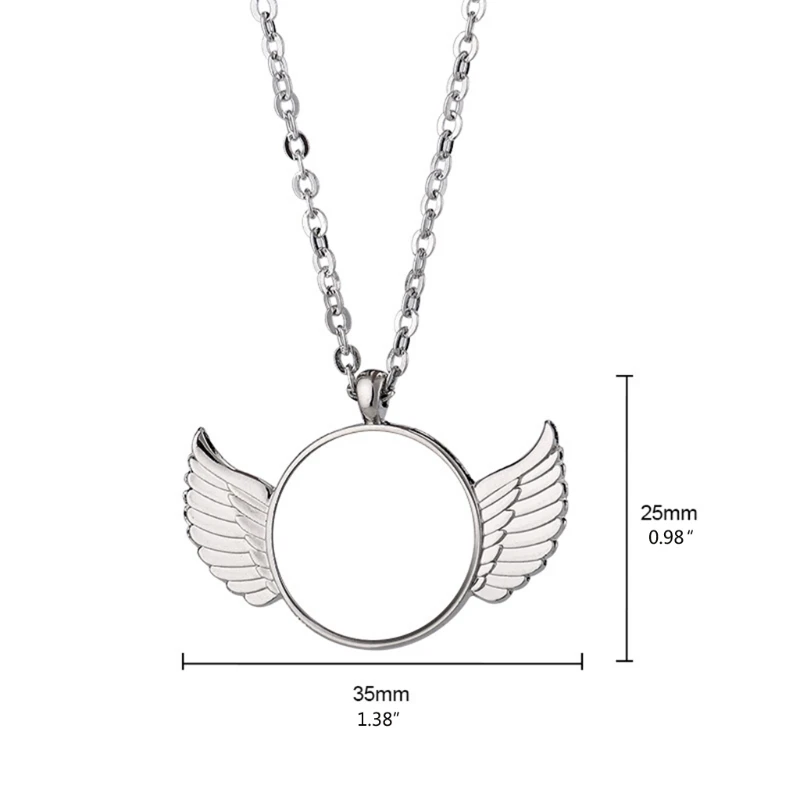 

2021 Handmade Sublimation Blanks Angel Wing Necklaces Custom Photo Blank MDF Printable Round Pendant for Women Jewelry Making