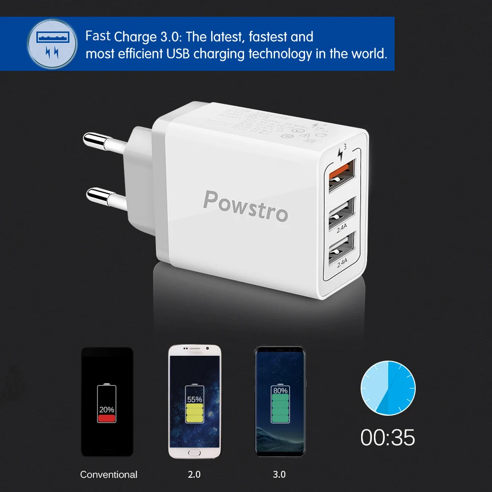 30 Вт USB зарядное устройство для быстрого настенного зарядного устройства 3 порта