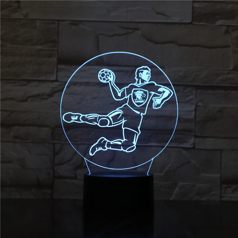 Handball 3D Led Lamp 7-Color Touch Base Night Light Table Lampara Lampe Baby Sleeping Nightlight Sport Fans Kids Gift 1955 | Освещение
