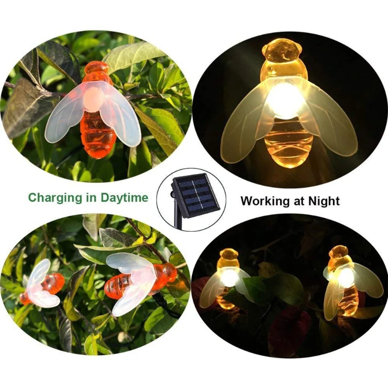 

Waterproof IP65 30 Cute Honeybee LED Lights 8 modes Fairy Decoration Lights