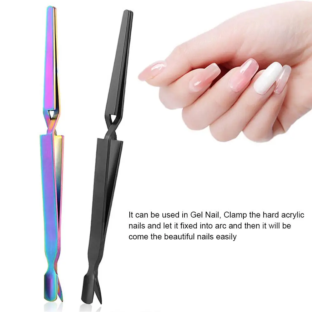 

2 Colors Stainless Steel Nail Shaping Tweezers Shaping Pliers Crystal Phototherapy Extension Nail Shaping Clamp