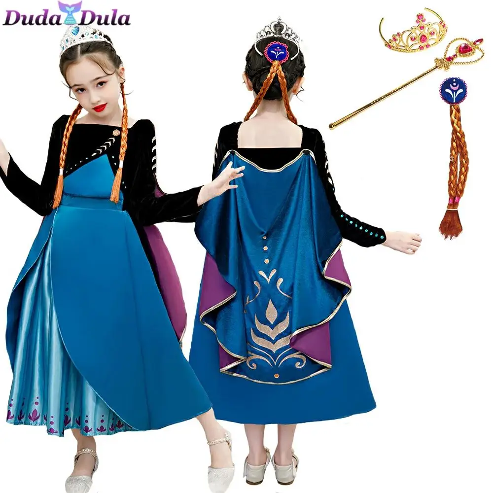 

Girls Party Vestidos Cosplay Girl Clothing Snow Queen Print Birthday Princess Dress Kids Halloween Costume Dress for Girl