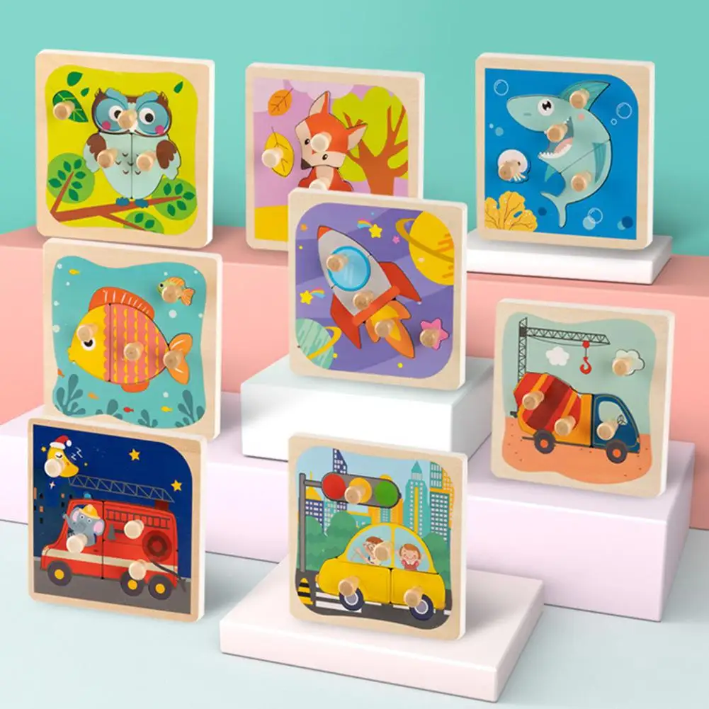 

Early Childhood Education Wooden Pegs Hand Grab Board Cognitive Puzzle Kids Toys