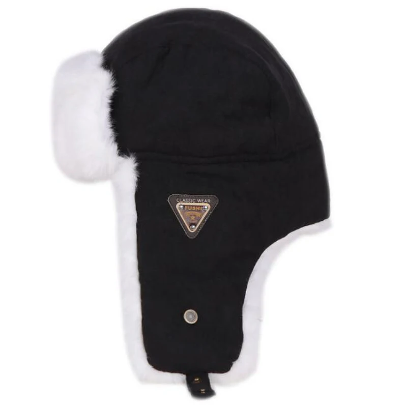 

Classic Solid Winter Hat for Men Women Unisex Black Earflap Hat Cap Russian Fur Hat Bomber Hat Men Women Bomber