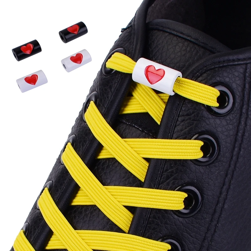 

New Elastic Flats Shoelaces No Tie Shoelaces Metal Love buckle Shoelace Kids Adult Unisex Shoelace Sneakers Shoe Laces Strings