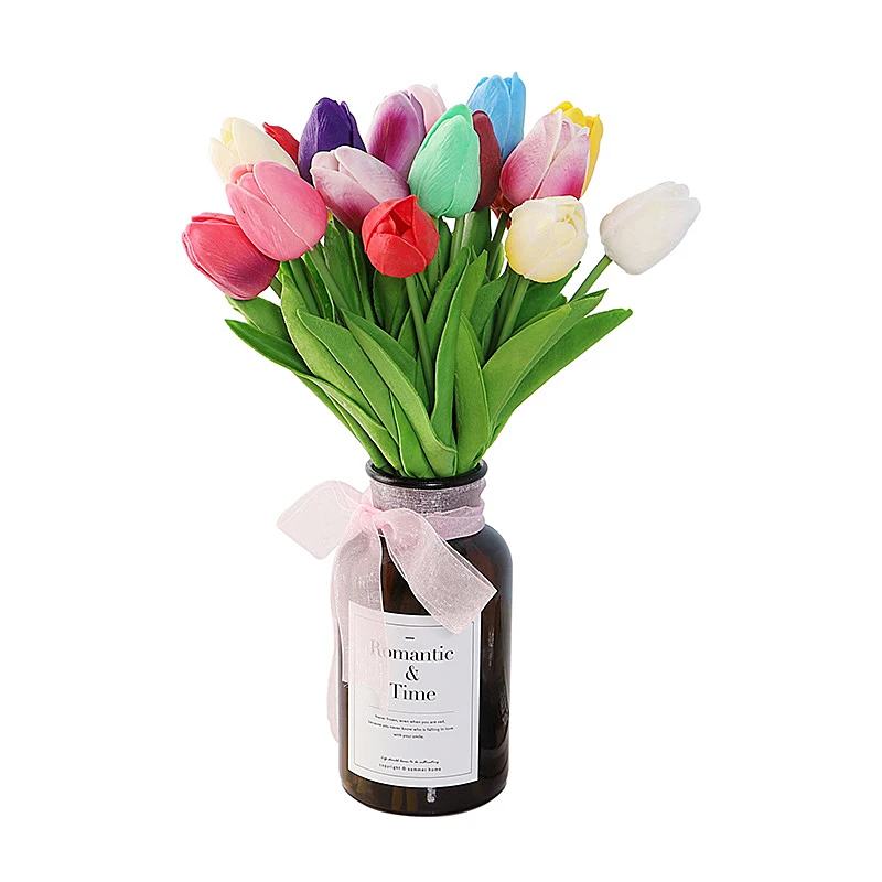 

5 PCS Tulip Artificial Flower Real Touch Artificial Bouquet Fake Flower for Wedding Decoration Flowers Home Garen Decor