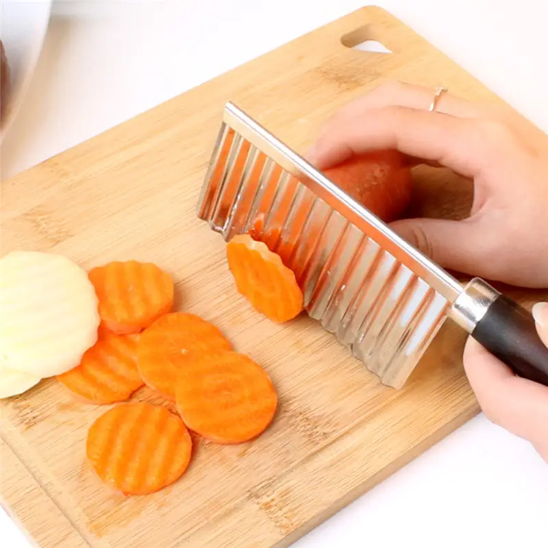 

Stainless Steel Potato Dough Waves Crinkle Cucumber Cutter Slicer Home Kitchen Vegetable Chop Blade Knife Cooking Tools