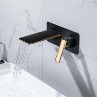rose goldblack bathroom basin faucet soild brass sink mixer hot cold in wall single handle lavatory crane waterfall type taps