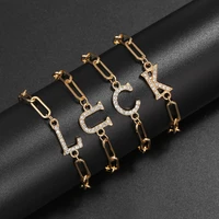 a z initials bracelet for women delicate letter bracelet aaa zircon cute paperclip chain for wedding engagement jewelry gifts