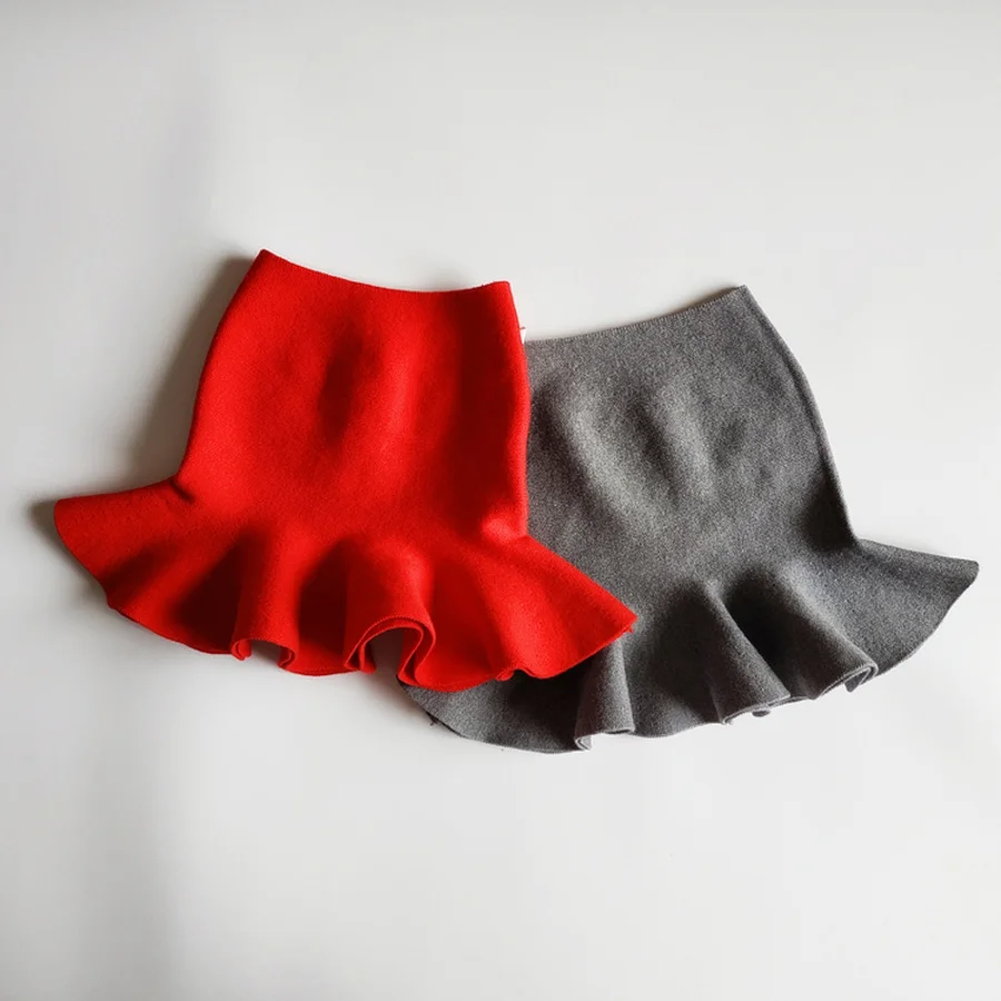 Детская вязаная юбка для девочек зимние юбки пачки плиссированная Pettiskirt