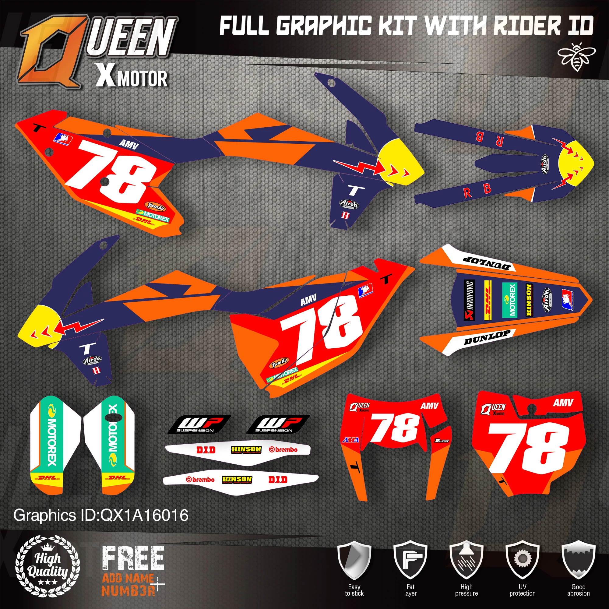 Оригинальные графические наклейки QUEEN X MOTOR Team Набор наклеек для KTM 2016 2017 2018 SX SXF 2019
