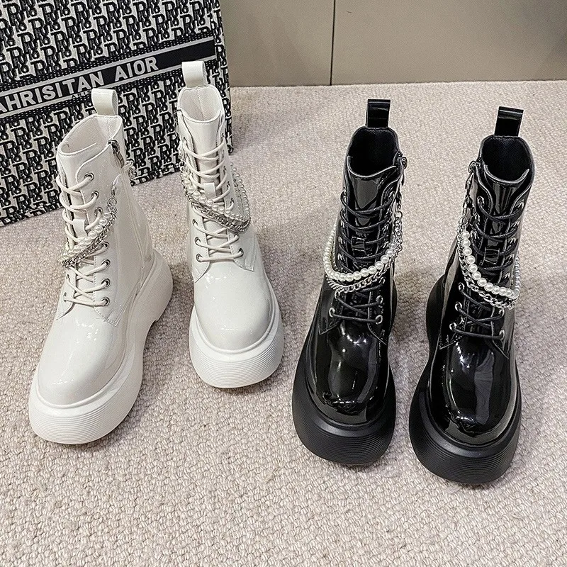 

Women's Shoes High Top 2021 New Women's Boots With Short Boots Color Rubber Leather Martin Boots Wome