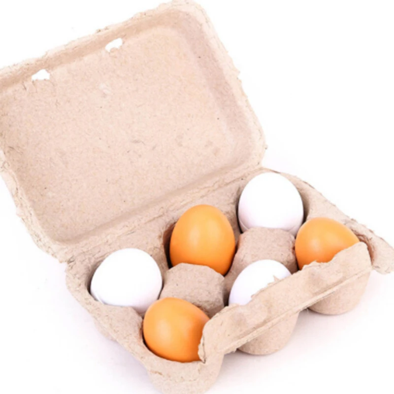 

6PCS/set Baby Kids Pretend Play Preschool Educational Toy Wooden Eggs Yolk Kitchen Cooking Baby Kids Toy Gifts