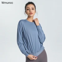 wmuncc women fitness sports clothes loose quick drying breathable high elastic yoga shirts long sleeve top