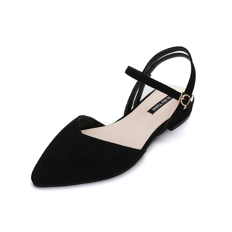 Сандалии женские с закрытым носком босоножки пряжкой и ремешком узкие ремешки