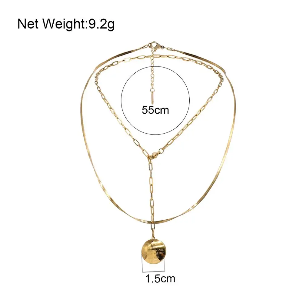 

Lifefontier Trendy Chain Dad Pendant Geometric Layered Necklace Charm Metal Stainless Steel Necklace Jewelry Father's day Gift