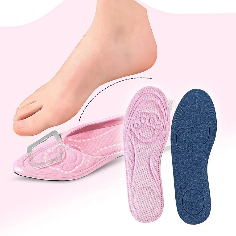 

1 Pair Sports Insoles Breathable Sweat Absorbption Sponge Shockproof 4D Massage Insert Cushion Pad Support for Men Women
