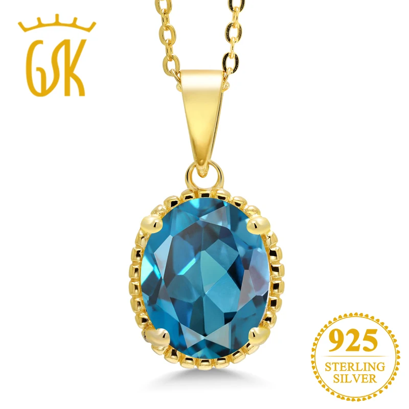 GemStoneKing 4 20 Ct ОВАЛЬНЫЙ натуральный Лондонский голубой топаз 18K позолоченный