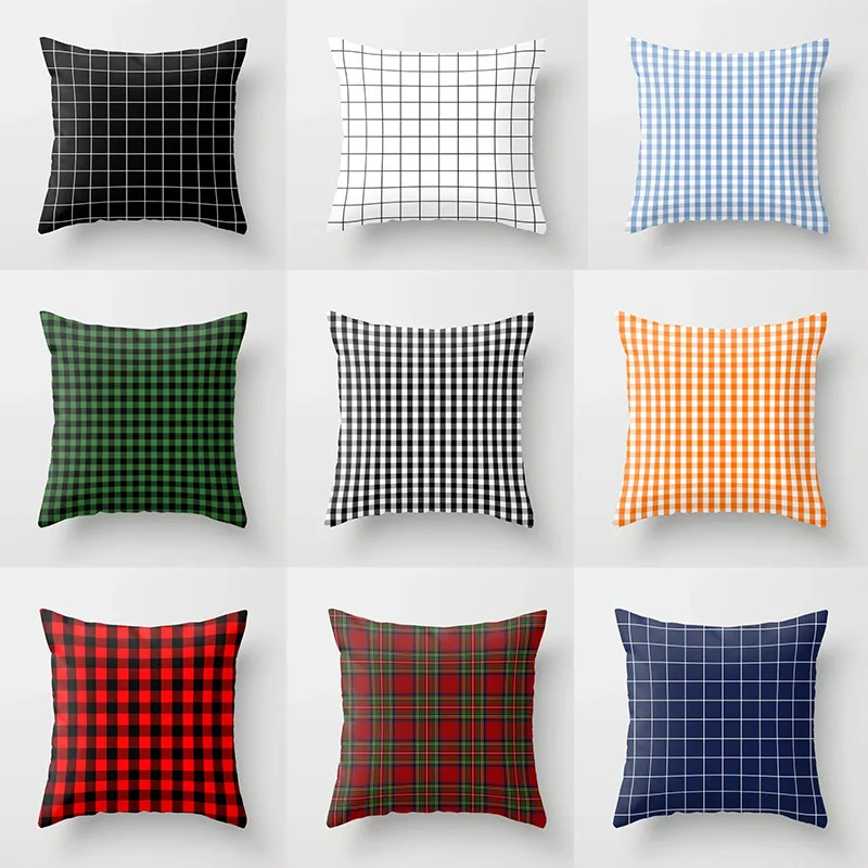 

Fashion Simple Linen Plaid Casual Pillow Case Home Sofa Cushion Case Bed Pillow Cover Home Decor Car Cushion Cover Cute 45X45CM